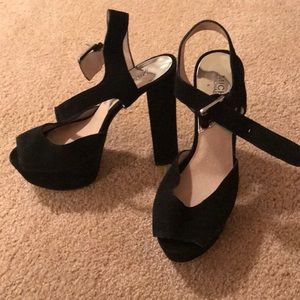 Black suede Michael Kors heels